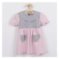 Niemowlęca sukienka z krótkim rękawem New Baby Summer dress różowo-szara