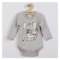 Niemowlęce body z długim rękawem New Baby Mouse szare