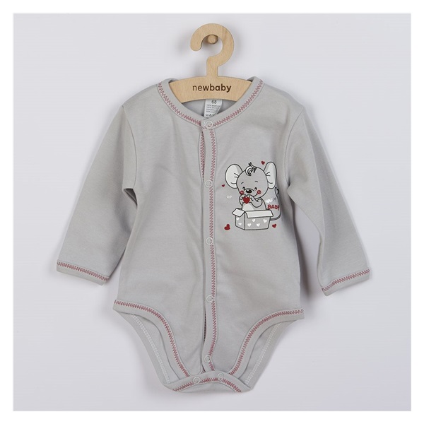 Niemowlęce rozpinane body New Baby Mouse szare