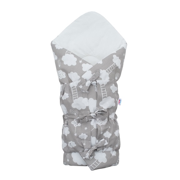 Klasyczny rożek wiązany New Baby Chmurka szary