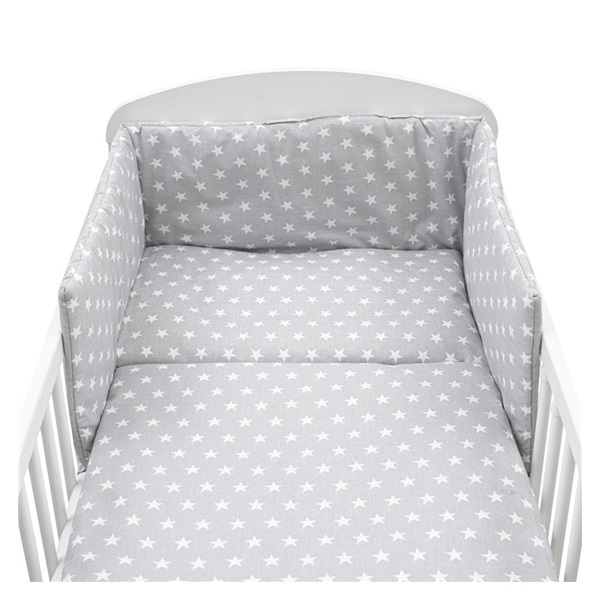 3-częściowy zestaw pościeli New Baby 90/120 szary Gwiazdki białe