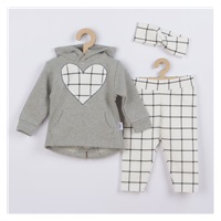 3-częściowy bawełniany komplet dziewczęcy New Baby Cool Girls szaro-biały