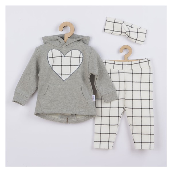 3-częściowy bawełniany komplet dziewczęcy New Baby Cool Girls szaro-biały