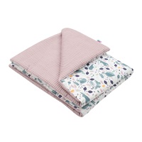 Dziecięcy kocyk wafelkowy z wypełnieniem New Baby różowa króliczki 80x102 cm