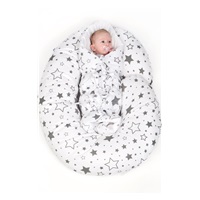 Poszewka na poduszkę do karmienia New Baby XL w kształcie C szara w kropki