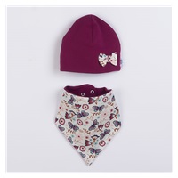 Niemowlęca czapka z apaszką na szyję New Baby Missy fioletowa