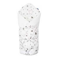 Klasyczny rożek wiązany wafelkowy New Baby biały szare gwiazdki