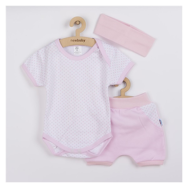 3-częściowy bawełniany zestaw na lato New Baby Perfect Summer jasno różowy