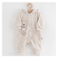 Aksamitny kombinezon dla niemowląt z kapturem New Baby Sweetheart beżowy