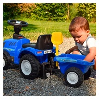 Dziecięce jeździdełko traktor z przyczepą i narzędziami Baby Mix New Holland niebieski