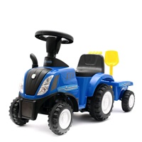 Dziecięce jeździdełko traktor z przyczepą i narzędziami Baby Mix New Holland żółty