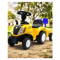 Dziecięce jeździdełko traktor z przyczepą i narzędziami Baby Mix New Holland żółty