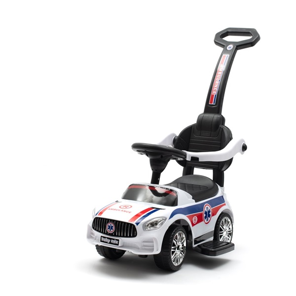 Dziecięcy jeździk z dźwiękiem i rączką Baby Mix AMBULANCE biały