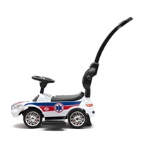 Dziecięcy jeździk z dźwiękiem i rączką Baby Mix AMBULANCE biały