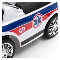 Dziecięcy jeździk z dźwiękiem i rączką Baby Mix AMBULANCE biały