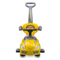 Dziecięcy jeździk z rączką 3w1 Baby Mix Mega Car żółty