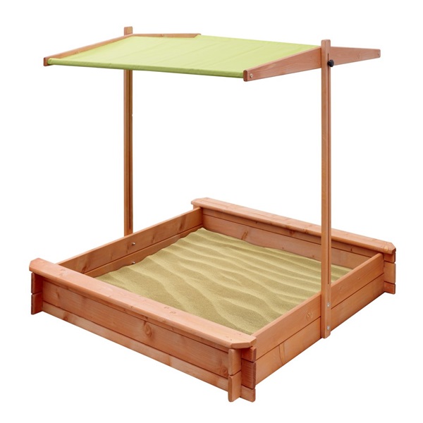 Piaskownica dla dzieci drewniana z daszkiem NEW BABY 120x120 cm zielona