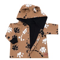 Bawełniany kombinezon dla niemowląt z kapturem a uszkami New Baby łapka musztardowy