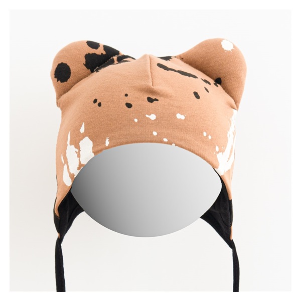 Niemowlęca bawełniana czapka z uszkami New Baby  łapka musztardowa