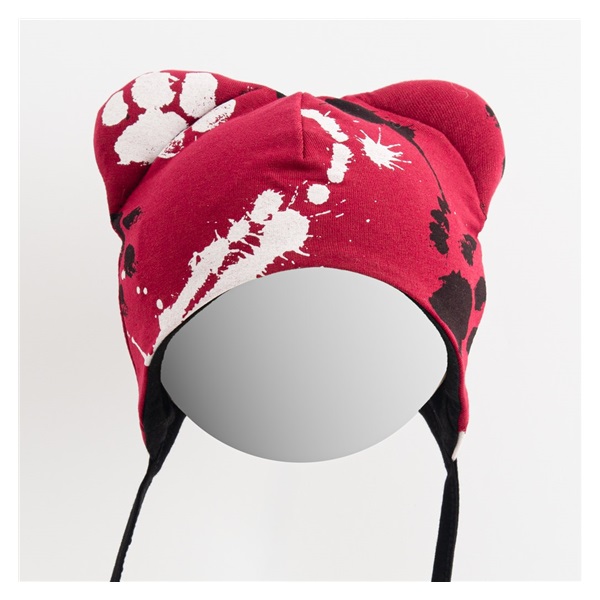 Niemowlęca bawełniana czapka z uszkami New Baby łapka ciemno różowa