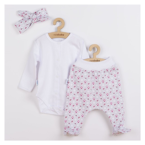 3-częściowy bawełniany komplet New Baby Kiddy biało-różowy