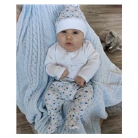 3-częściowy bawełniany komplet New Baby Kiddy biało-niebieski