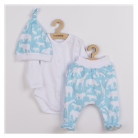 3-częściowy bawełniany komplet New Baby Kiddy biało-turkusowy