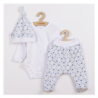 3-częściowy bawełniany komplet New Baby Kiddy biało-niebieski