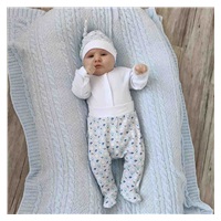 3-częściowy bawełniany komplet New Baby Kiddy biało-niebieski