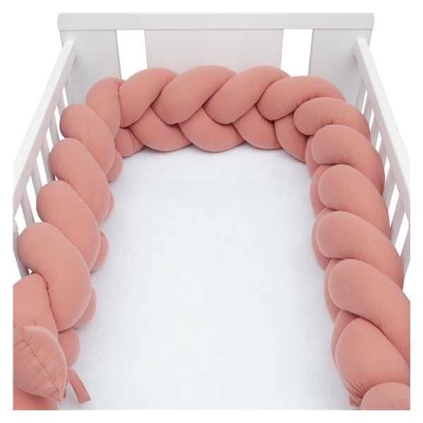 Ochraniacz do łóżeczka warkocz muślinowy New Baby różowy