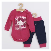 2-częściowy komplet bawełniany New Baby Funny różowo-niebieski