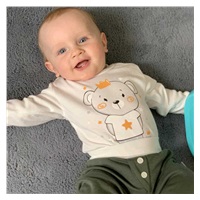 2-częściowy komplet bawełniany New Baby Funny ecru-zielony