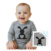 Body z długim rękawem New Baby Zwierzątko Króliczek szare