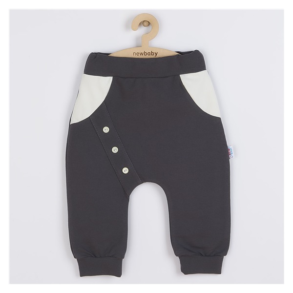 Niemowlęce bawełniane spodnie New Baby The Best grafitowe