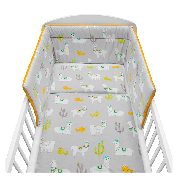 3-częściowa pościel New Baby 90/120 cm lama szaro-musztardowa