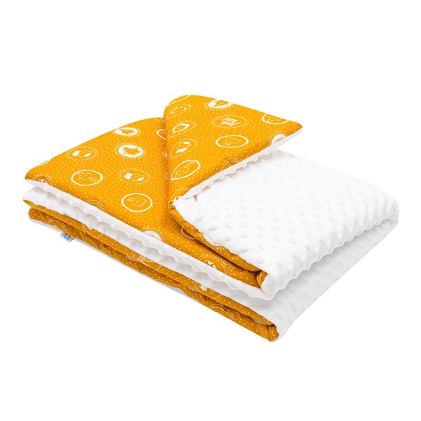 Dziecięcy kocyk z Minki New Baby Zwierzątka musztardowy 70x100 cm