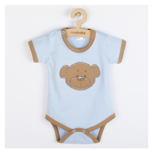 Niemowlęce bawełniane body z krótkim rękawem New Baby BrumBrum blue brown
