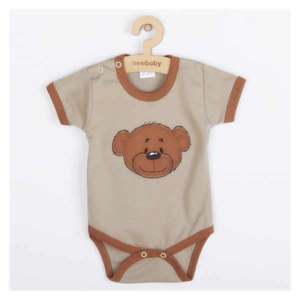 Niemowlęce bawełniane body z krótkim rękawem New Baby BrumBrum latte brown