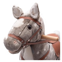 DRUGA JAKOŚĆ Konik na biegunach z melodią PlayTo szary z białymi grochami