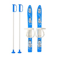 Dziecięce narty z wiązaniami i kijkami Baby Mix 70 cm niebieskie