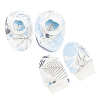 Bawełniany komplecik-buciki i rękawiczki New Baby Lovely niebieski