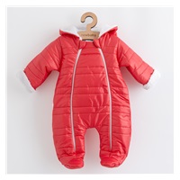 Niemowlęcy zimowy kombinezon z kapturem i uszkami New Baby Pumi red raspberry