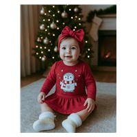 Niemowlęca bawełniana sukienka z opaską New Baby Winter Penguin