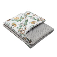 Dziecięcy kocyk z Minki New Baby Zwierzątka szare 80x102 cm