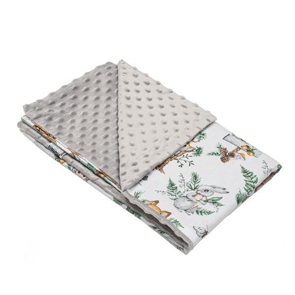 Dziecięcy kocyk z Minki New Baby Zwierzątka szare 80x102 cm