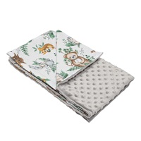 Dziecięcy kocyk z Minki New Baby Zwierzątka szare 80x102 cm