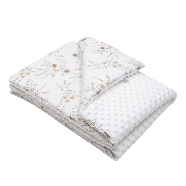 Dziecięcy kocyk z Minki New Baby Kwiaty biały 80x102 cm