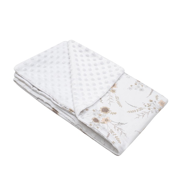 Dziecięcy kocyk z Minki New Baby Kwiaty biały 80x102 cms