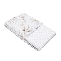 Dziecięcy kocyk z Minki New Baby Kwiaty biały 80x102 cms