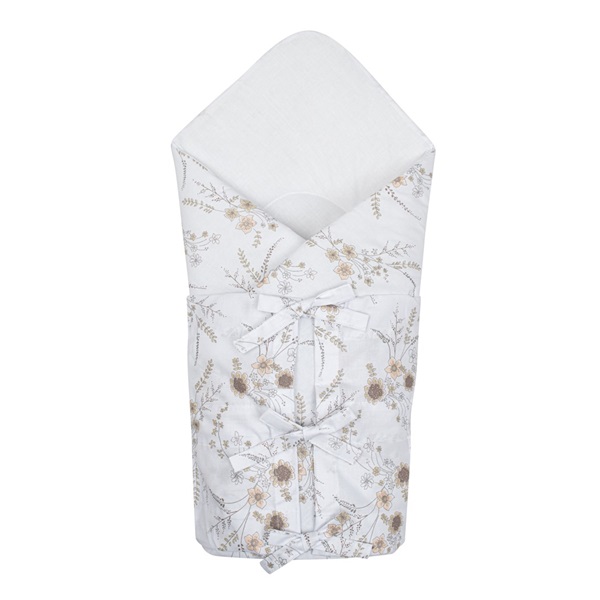 Klasyczny rożek wiązany New Baby Kwiaty biały